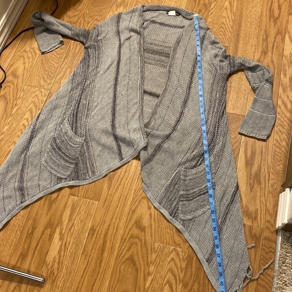 BILLABONG Women's Long Sleeve Grey Open  Cardigan Fringe Bottom (Size Small) - Picture 9 of 10